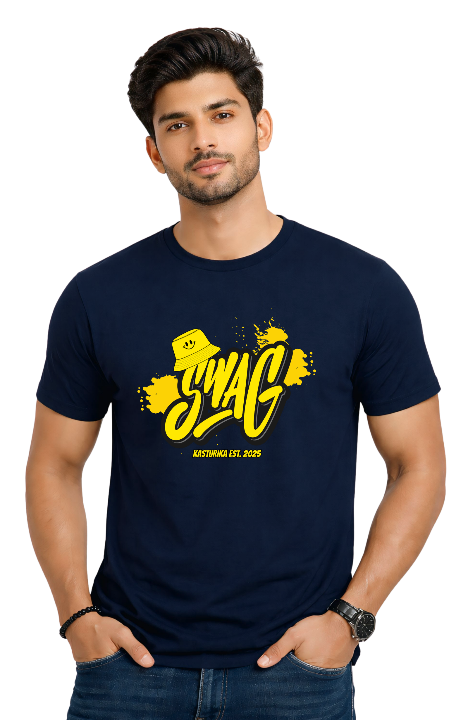 Kasturika “SWAG” Graphic Printed Regular T-Shirt for Men & Women | Premium Cotton Tee Image 