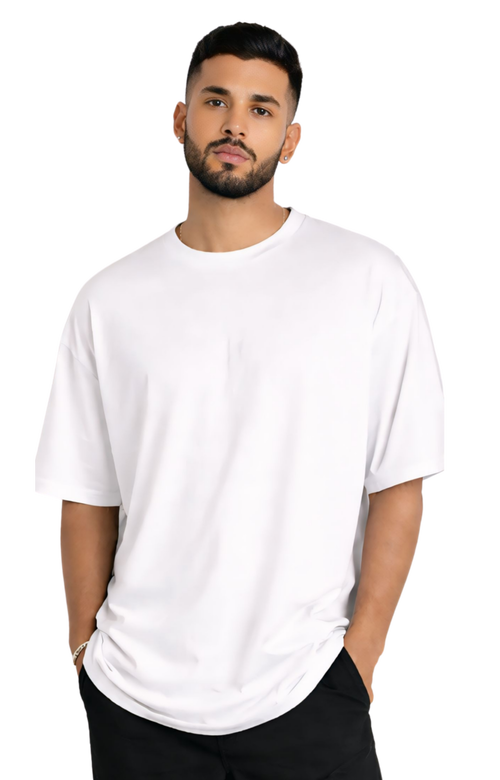 Kasturika Plain White Oversized T-Shirt for Unisex | Premium 100% cotton  Image