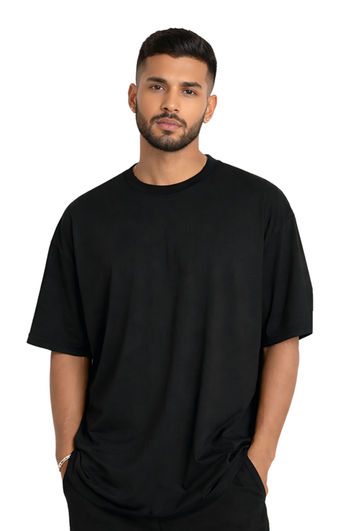 Kasturika Plain Black Oversized T-Shirt for Unisex | Premium 100% Cotton  Image