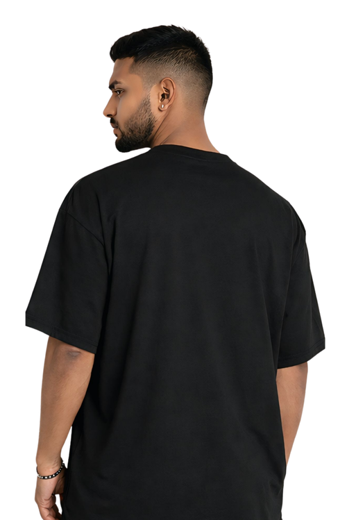 Kasturika Plain Black Oversized T-Shirt for Unisex | Premium 100% Cotton 