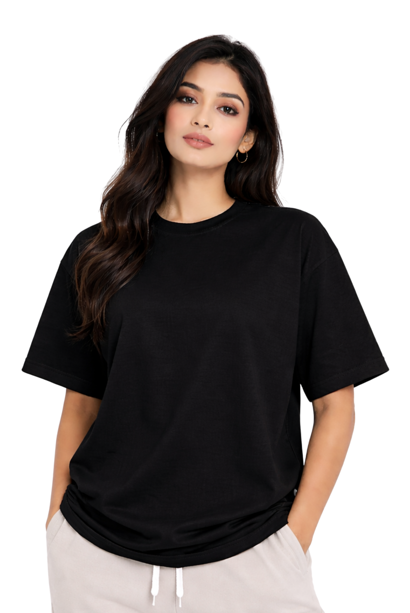 Kasturika Plain Black Oversized T-Shirt for Unisex | Premium 100% Cotton  Image 