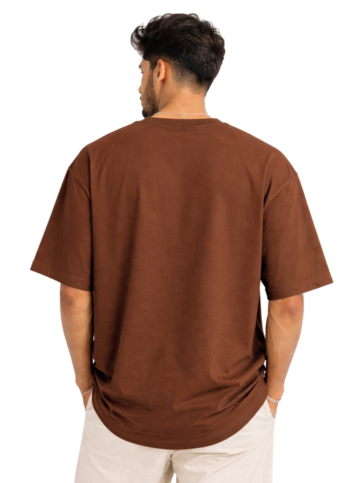 Kasturika Plain Brown Oversized T-Shirt for Unisex | Premium 100% Cotton 