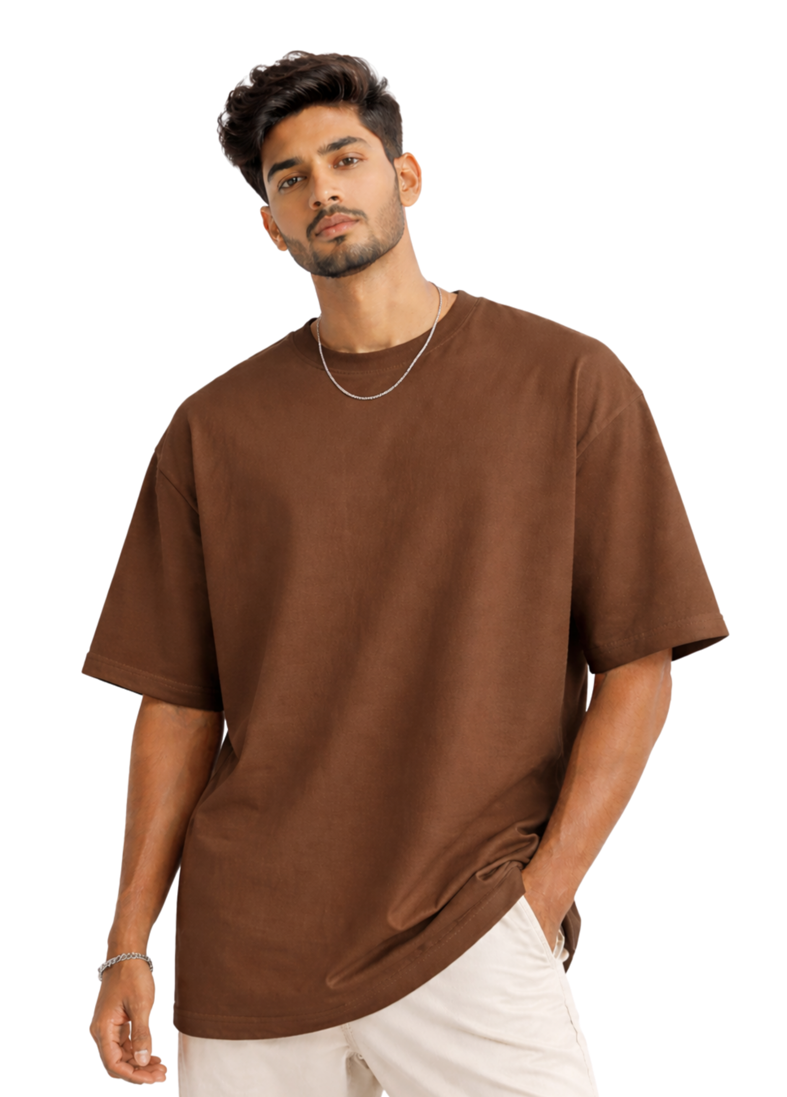 Kasturika Plain Brown Oversized T-Shirt for Unisex | Premium 100% Cotton  Image