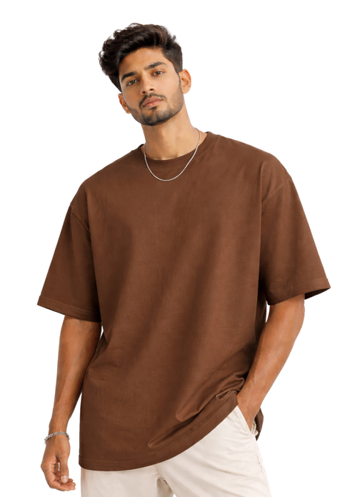 Kasturika Plain Brown Oversized T-Shirt for Unisex | Premium 100% Cotton  Image