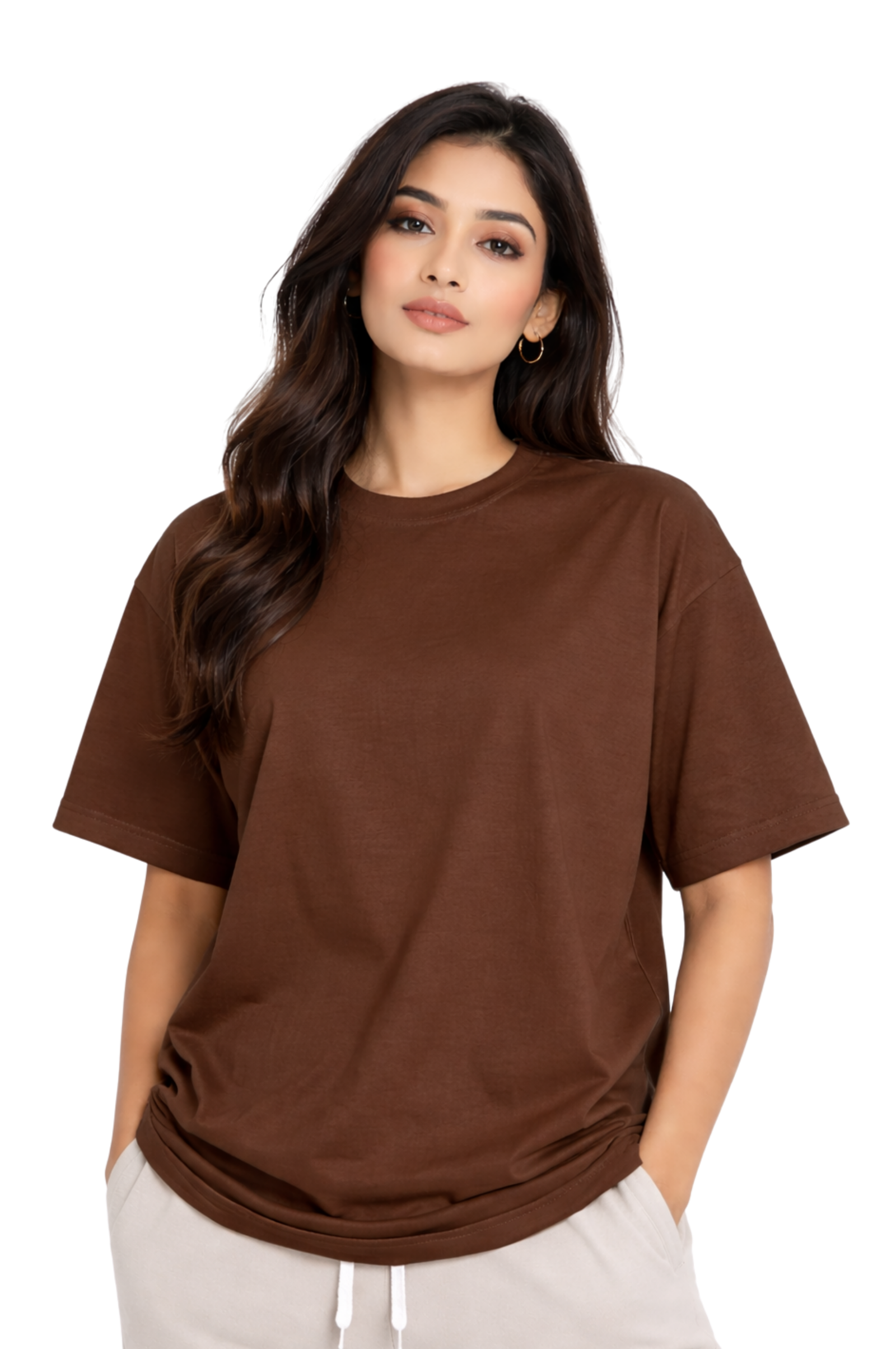 Kasturika Plain Brown Oversized T-Shirt for Unisex | Premium 100% Cotton  Image 