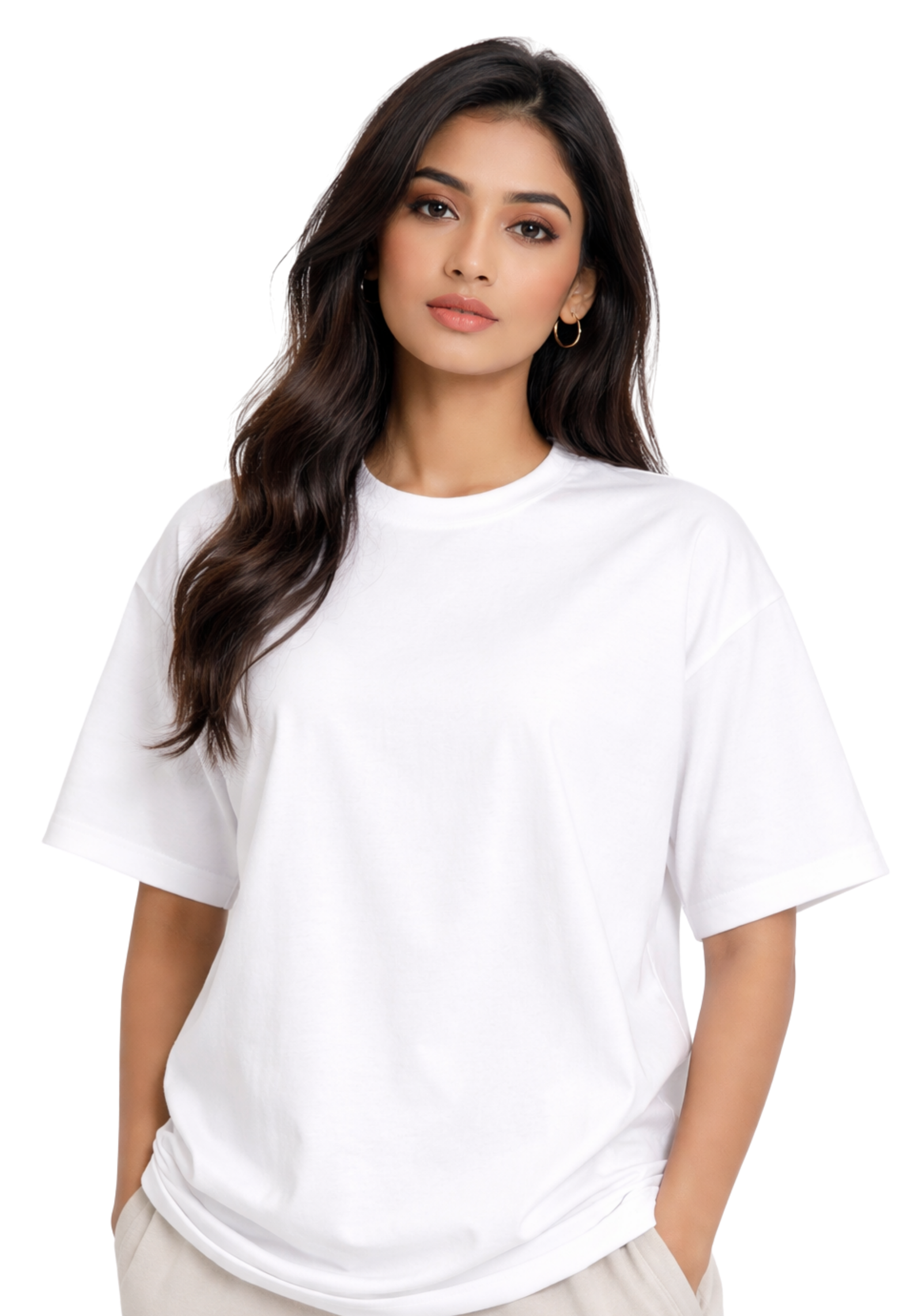 Kasturika Plain White Oversized T-Shirt for Unisex | Premium 100% cotton  Image 
