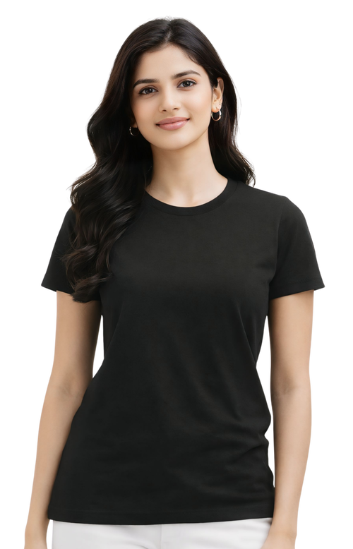 Kasturika Plain Black Regular Fit T-Shirt for Unisex | Premium 100% Cotton Tee
