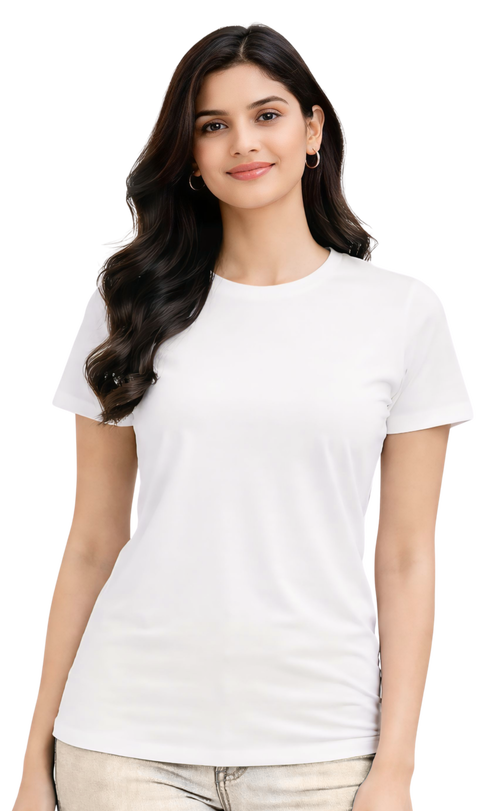 Kasturika Plain White Regular Fit T-Shirt for Unisex | Premium 100% Cotton Tee
