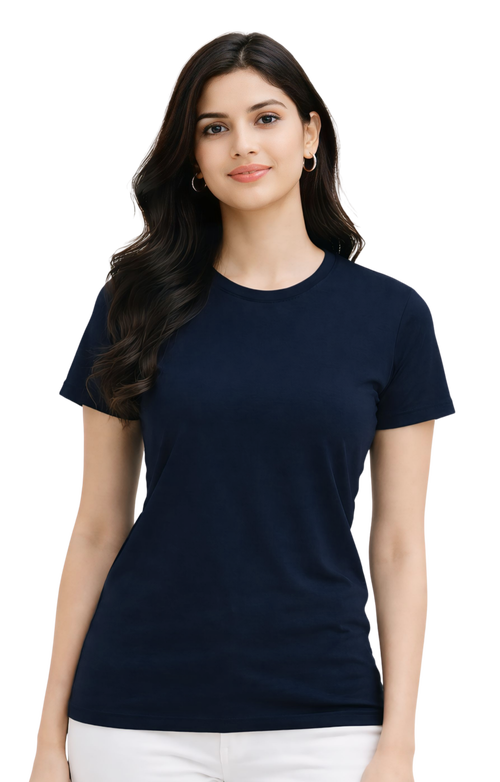 Kasturika Plain Navy Blue Regular Fit T-Shirt for Unisex | Premium 100% Cotton Tee