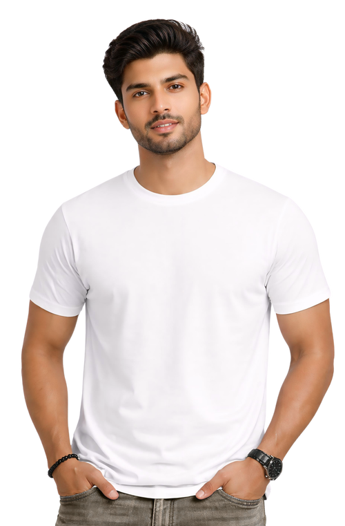 Kasturika Plain White Regular Fit T-Shirt for Unisex | Premium 100% Cotton Tee Image