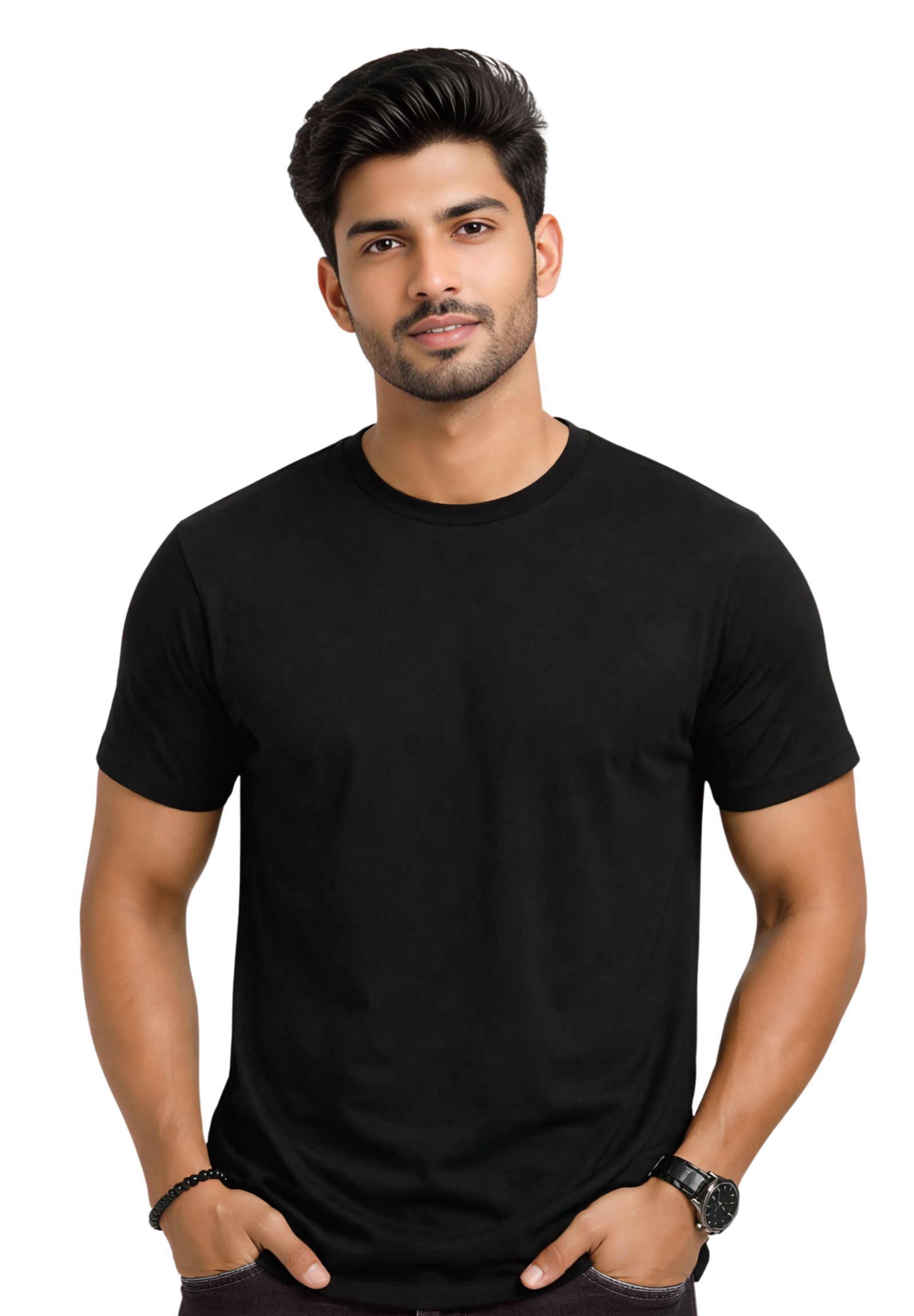 Kasturika Plain Black Regular Fit T-Shirt for Unisex | Premium 100% Cotton Tee Image