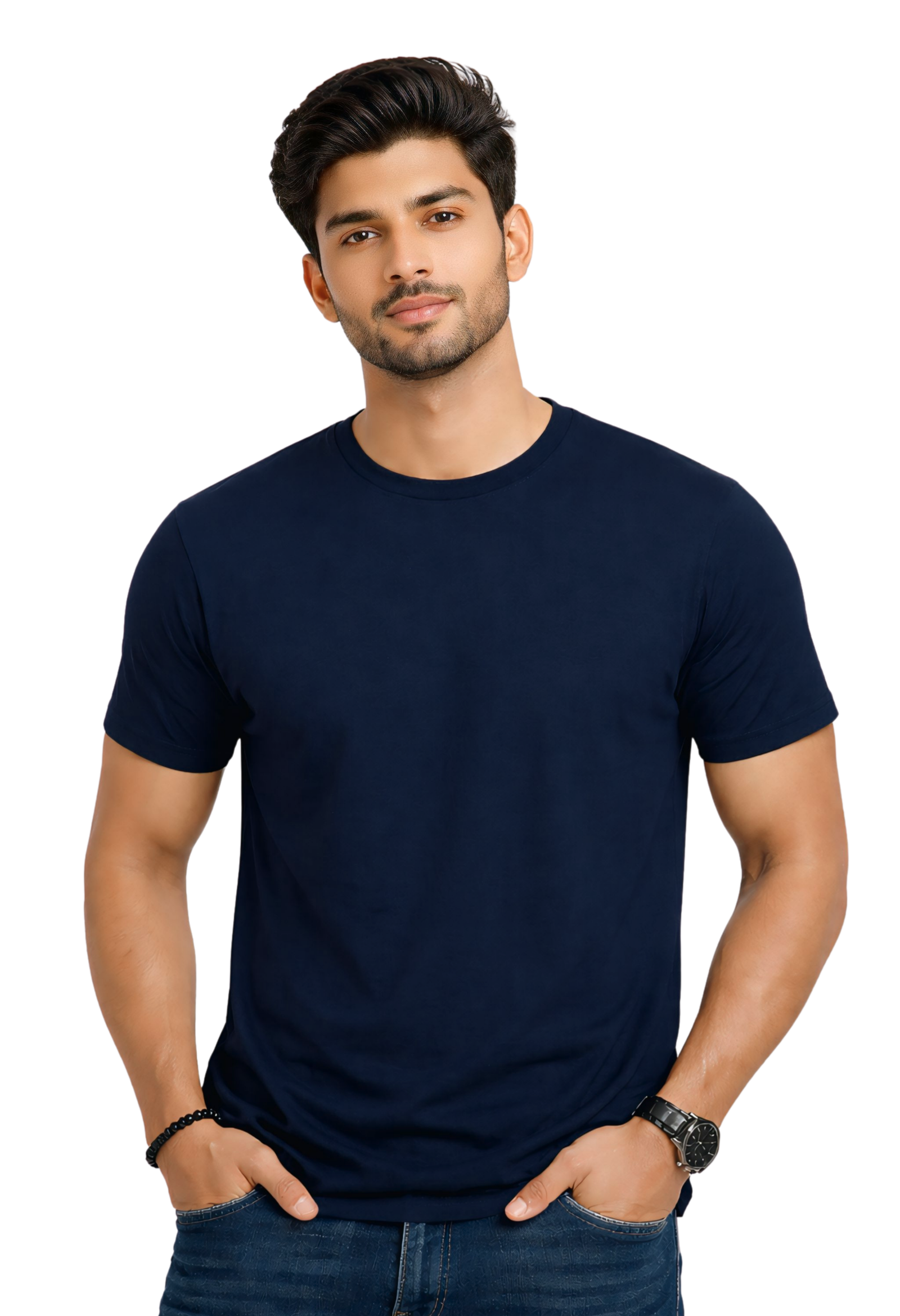 Kasturika Plain Navy Blue Regular Fit T-Shirt for Unisex | Premium 100% Cotton Tee Image