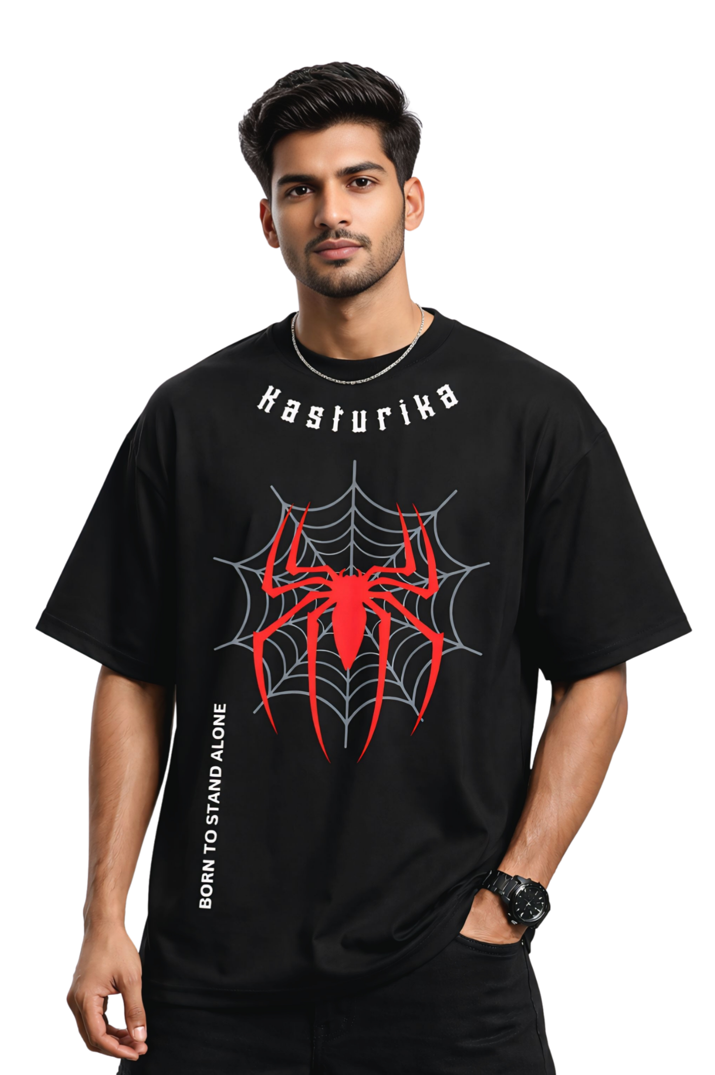 Spider Web Oversized T-Shirt For Unisex | Kasturika 100% Premium Cotton Image 