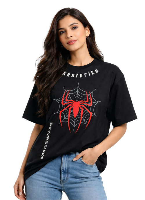 Spider Web Oversized T-Shirt For Unisex | Kasturika 100% Premium Cotton