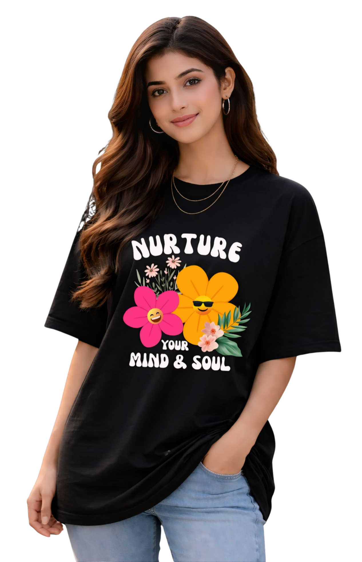 Nurture Mind & Soul Oversized T-Shirt | Kasturika 100% Premium Cotton T-Shirt  Image 