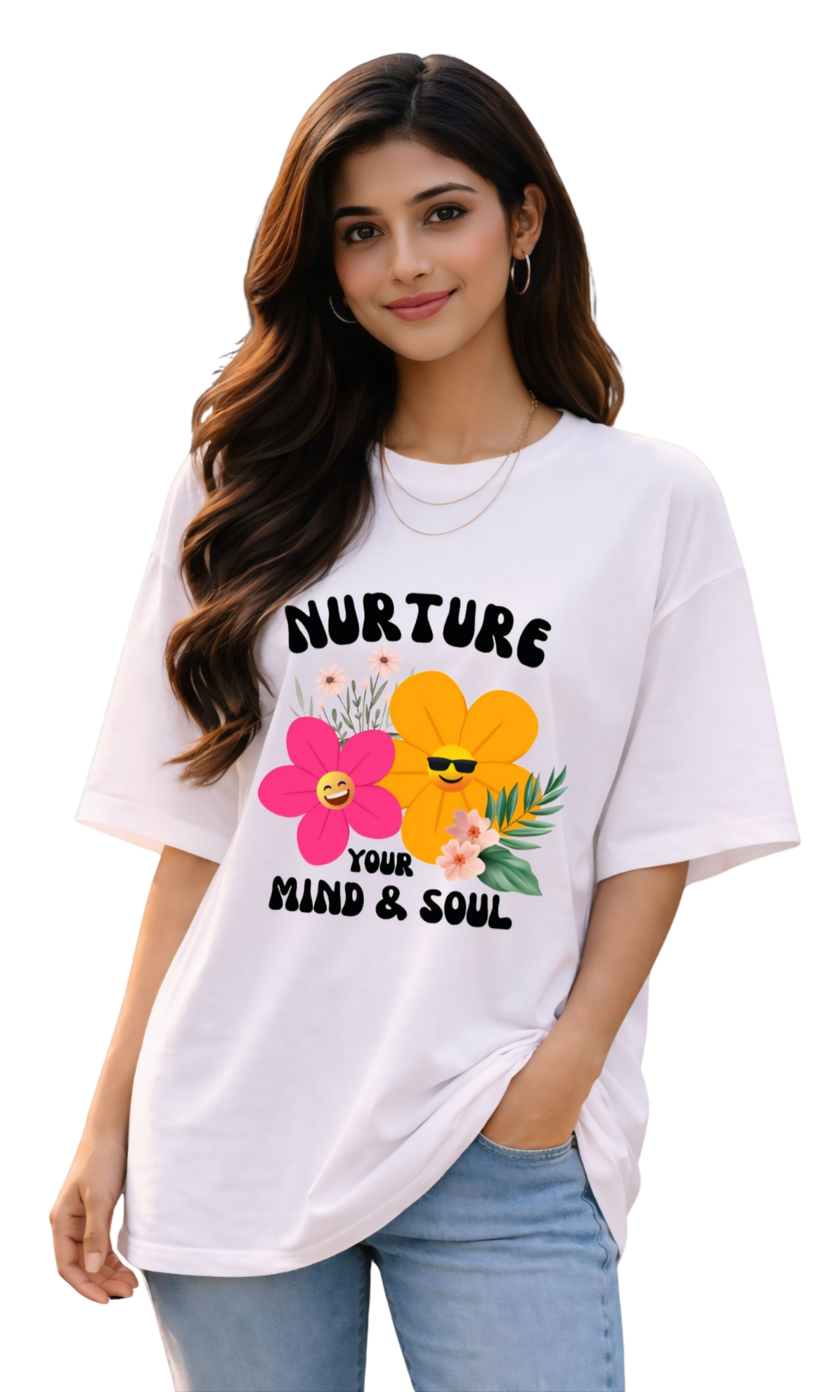 Nurture Mind & Soul Oversized T-Shirt | Kasturika 100% Premium Cotton T-Shirt  Image 