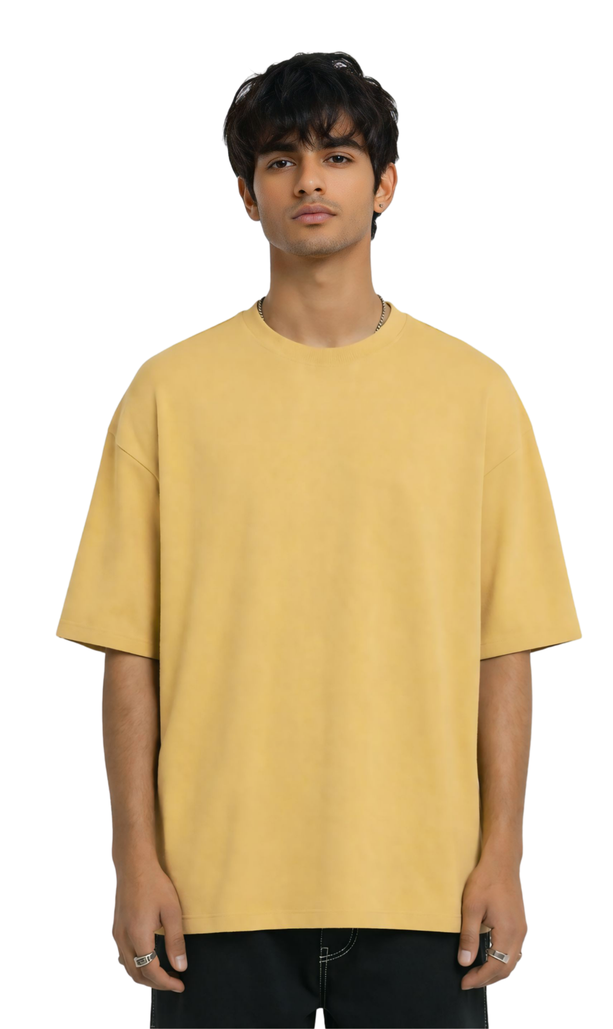 Kasturika Plain Mustard Beige Oversized T-Shirt for Unisex | Premium 100% Cotton  Image