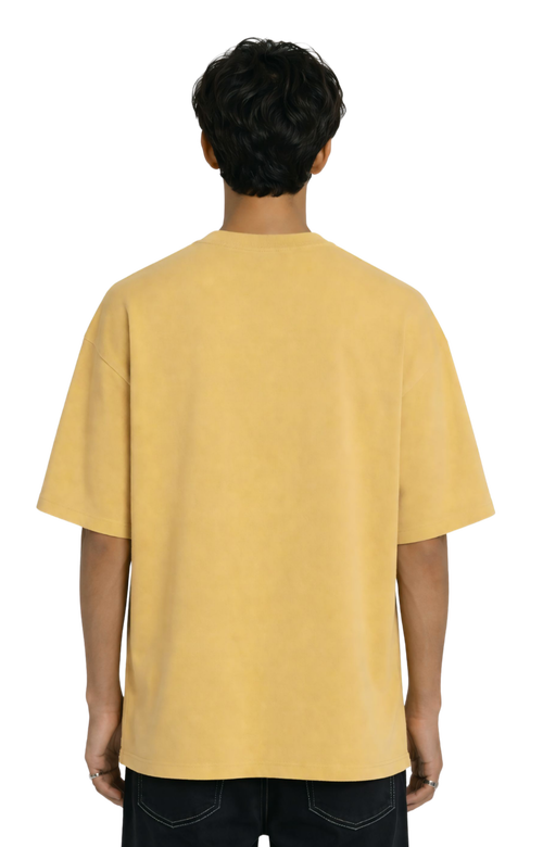 Kasturika Plain Mustard Beige Oversized T-Shirt for Unisex | Premium 100% Cotton 