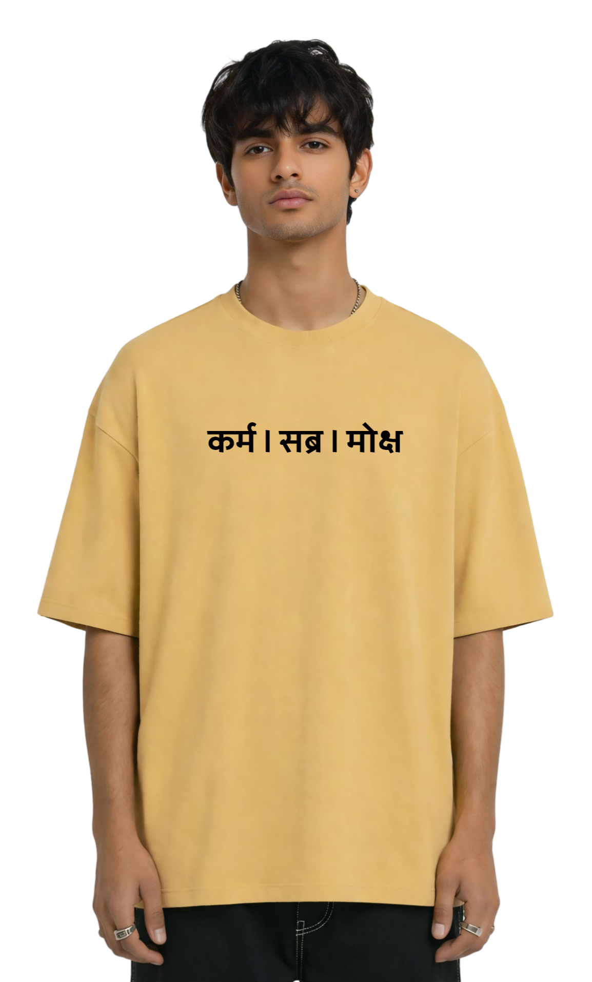 Kasturika “कर्म | सब्र | मोक्ष” Oversized Spiritual Cotton Unisex T-Shirt  Image 
