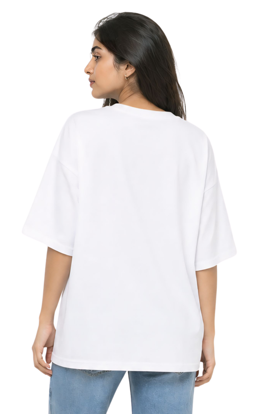 Kasturika Vibes Bunny Printed Oversized T-Shirt for Women 