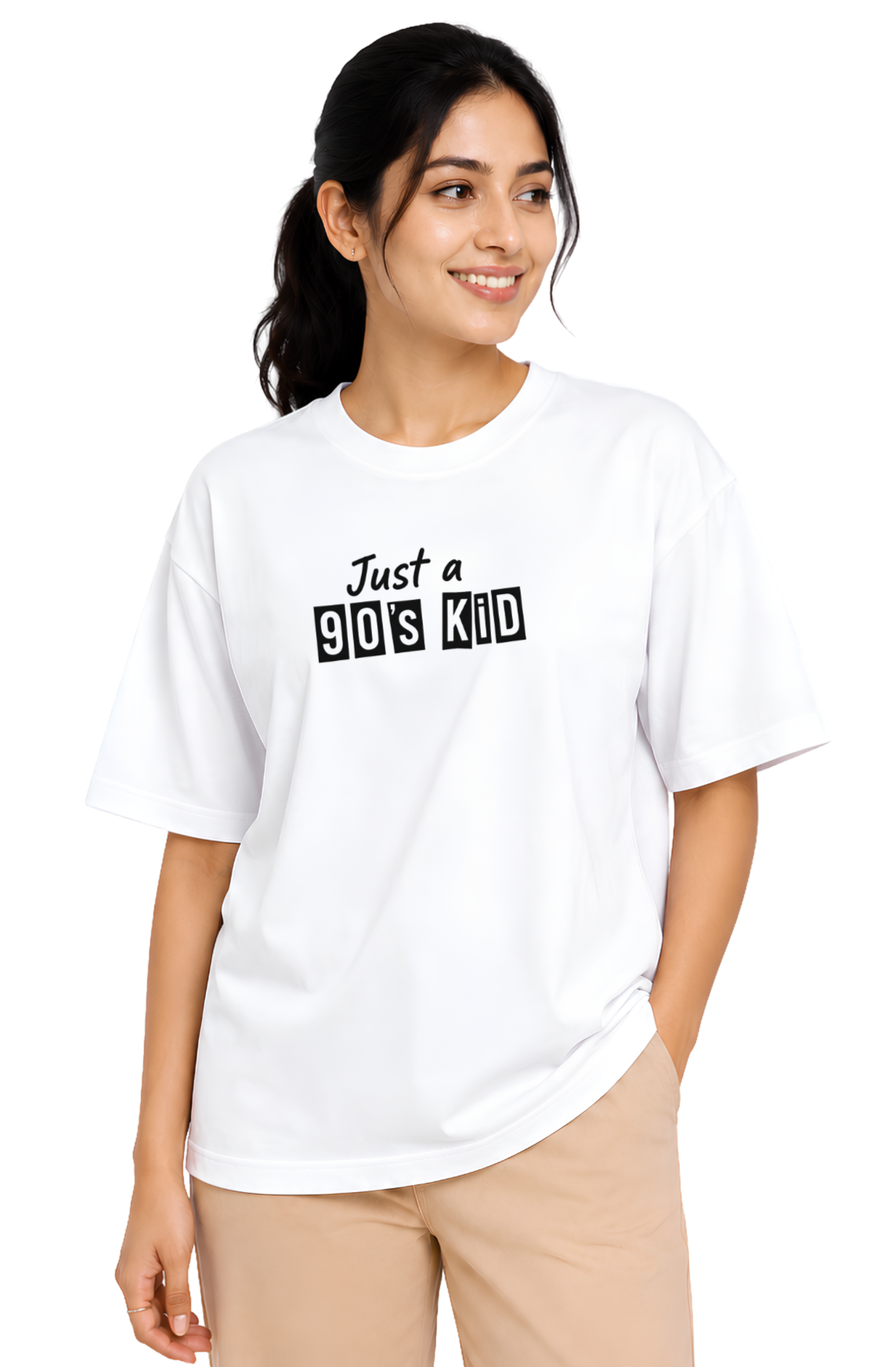 Just a 90's Kid Oversized Unisex T-Shirt | Premium Cotton Graphic T-Shirt  Image 