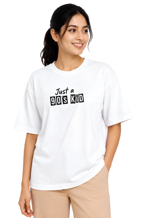 Just a 90's Kid Oversized Unisex T-Shirt | Premium Cotton Graphic T-Shirt 