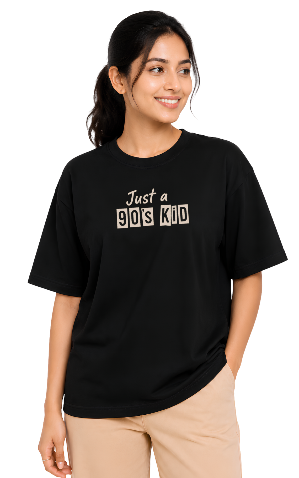 Just a 90's Kid Oversized Unisex T-Shirt | Premium Cotton Graphic T-Shirt  Image 