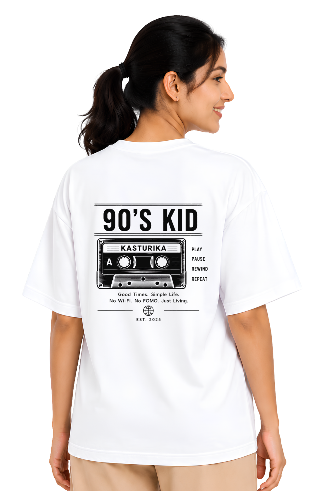 Just a 90's Kid Oversized Unisex T-Shirt | Premium Cotton Graphic T-Shirt  Image 