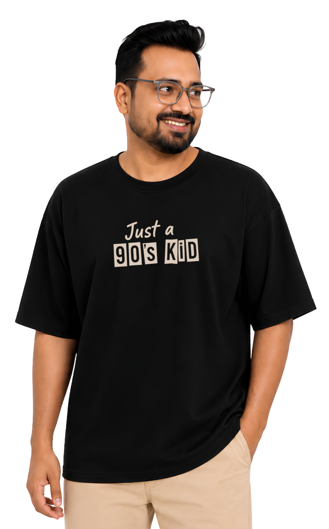 Just a 90's Kid Oversized Unisex T-Shirt | Premium Cotton Graphic T-Shirt  Image 