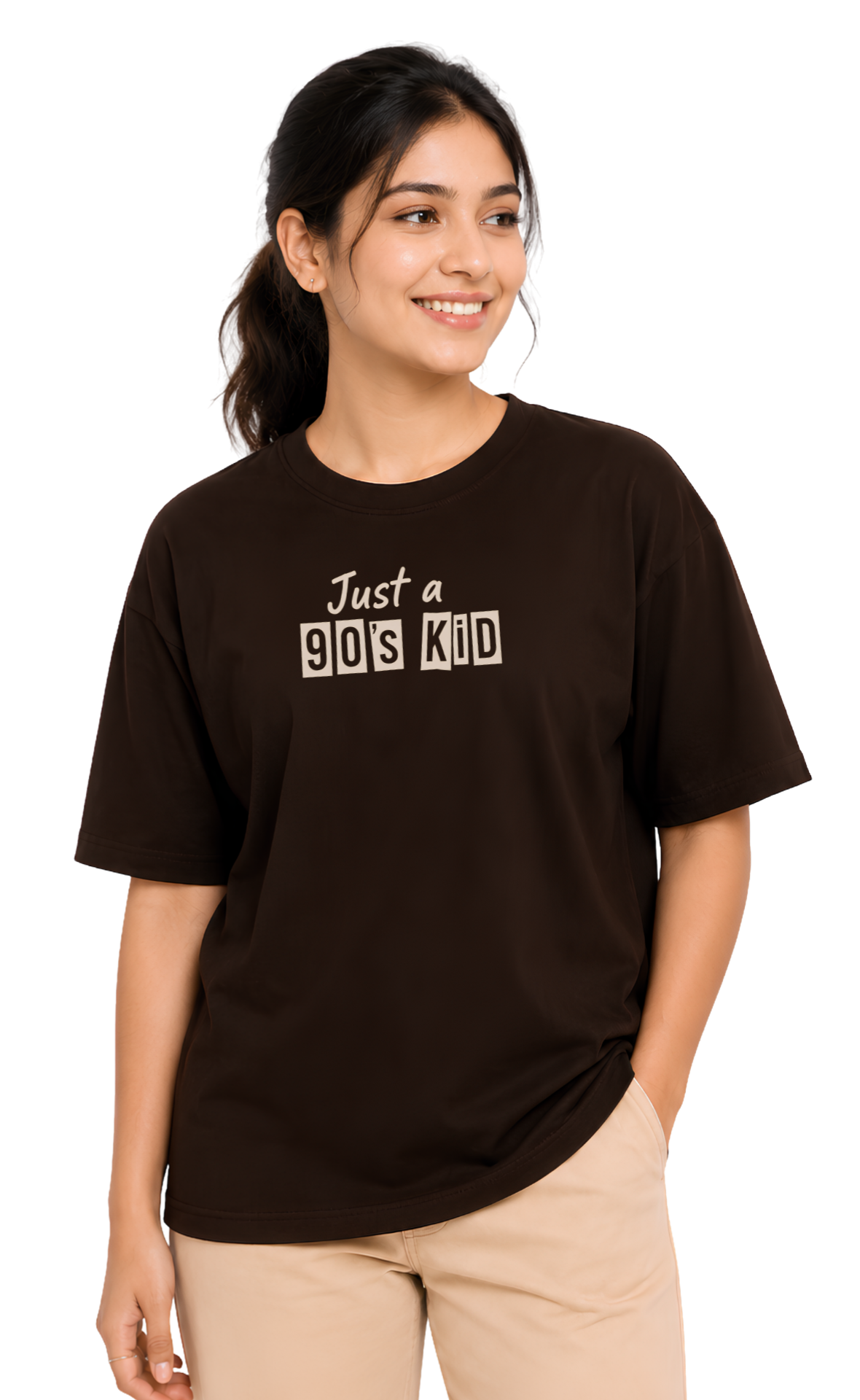 Just a 90's Kid Oversized Unisex T-Shirt | Premium Cotton Graphic T-Shirt  Image 
