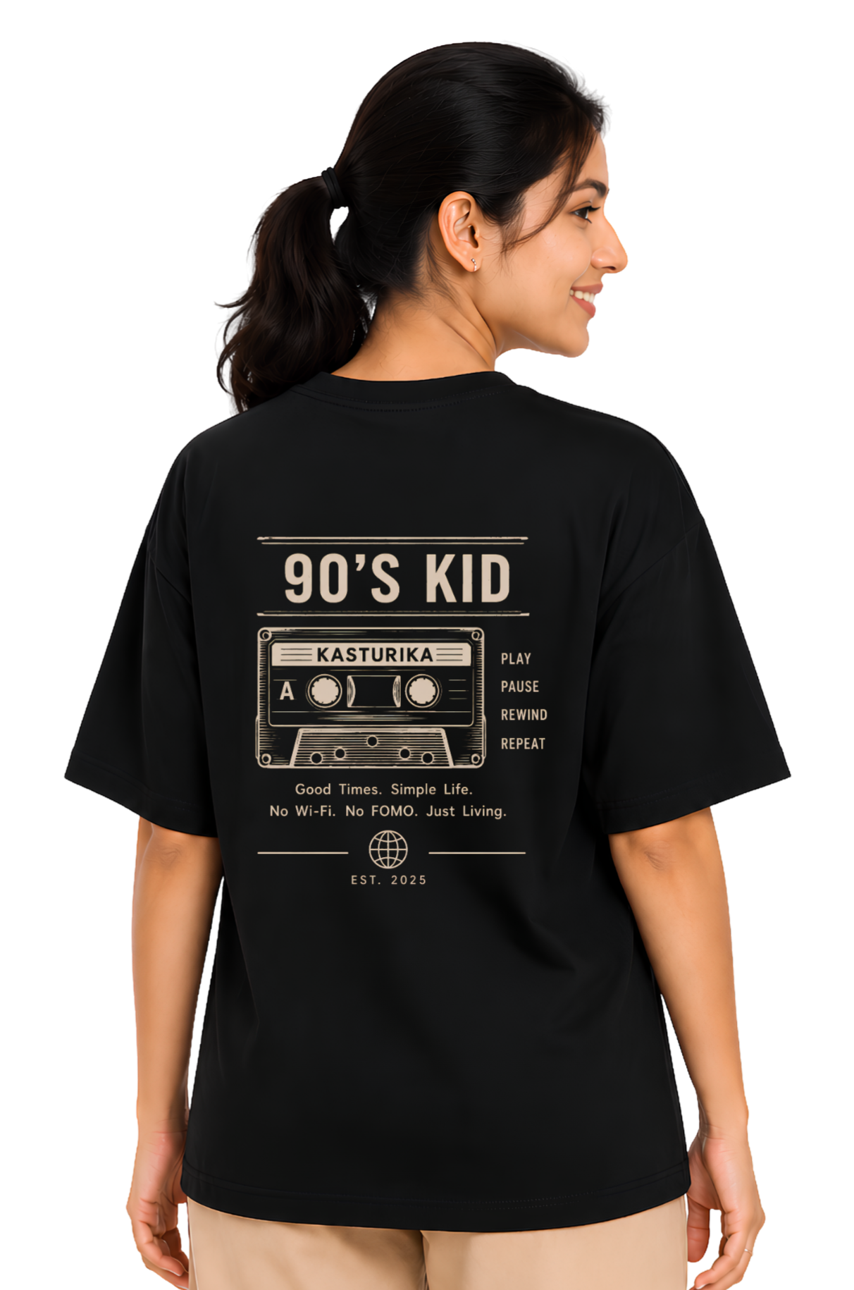Just a 90's Kid Oversized Unisex T-Shirt | Premium Cotton Graphic T-Shirt  Image 