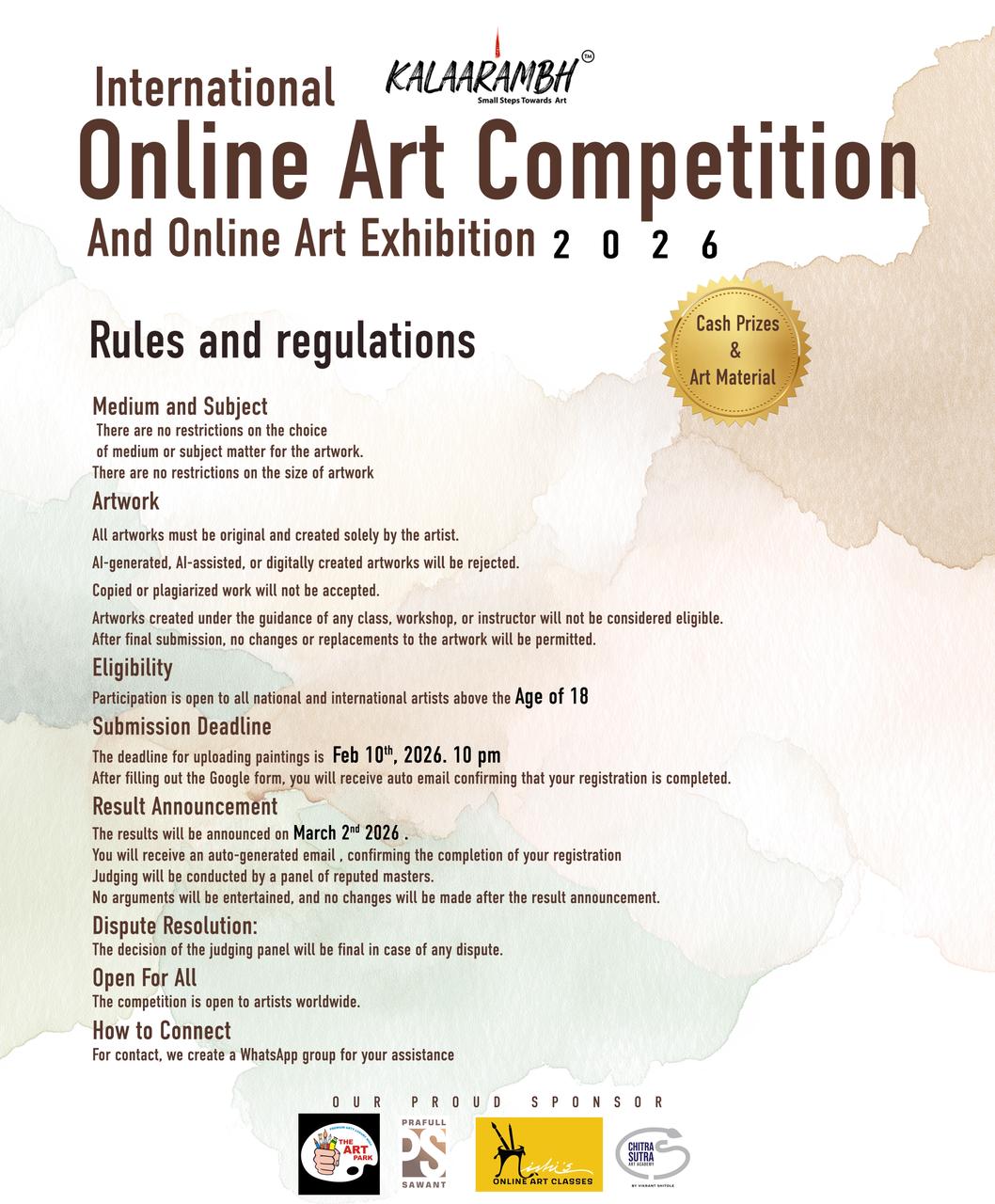 International Online Art Competition 2026  Organised by Kalaarambh Image 