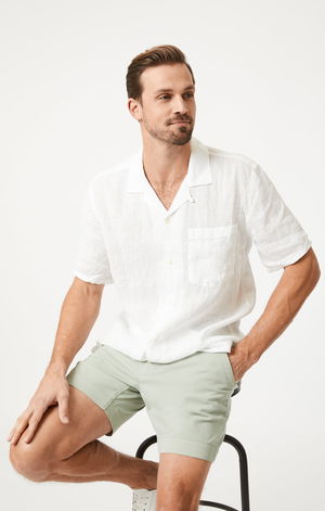 NATE SHORTS IN MINERAL GREEN LIGHT TWILL