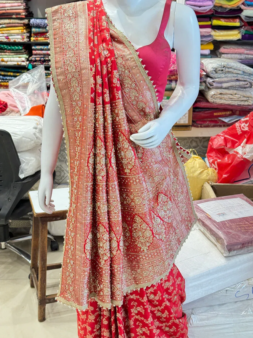 red-banarasi-zardosi-saree Image