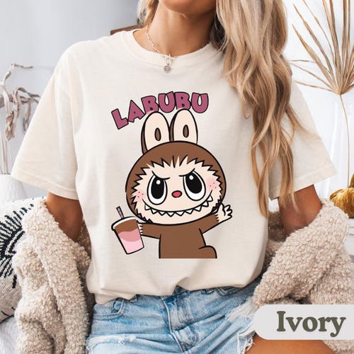 Labubu Doll T-Shirt For Girl | Cute Cartoon Plushie Tee | Soft Cotton Graphic Shirt Image