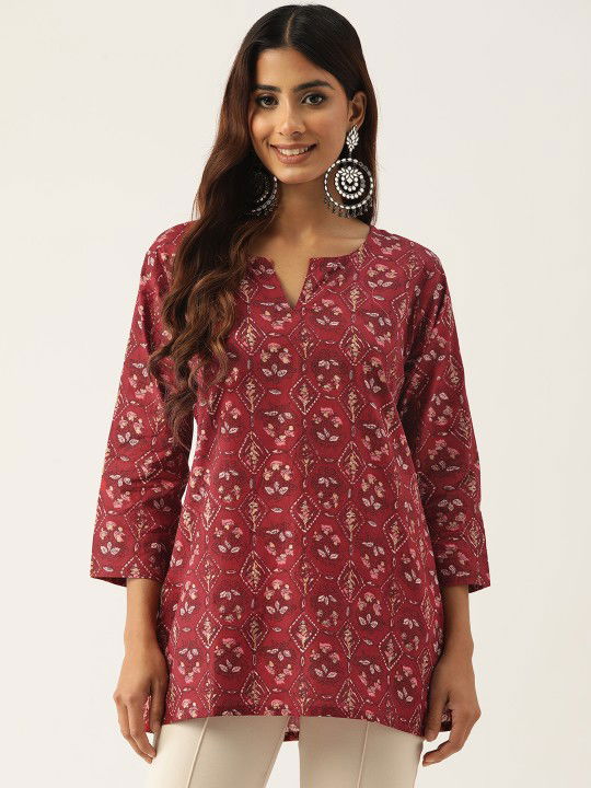 floral-printed-pure-cotton-kurti Image