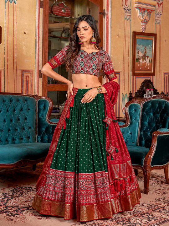 printed-semi-stitched-lehenga-and-unstitched-blouse-with-dupatta Image