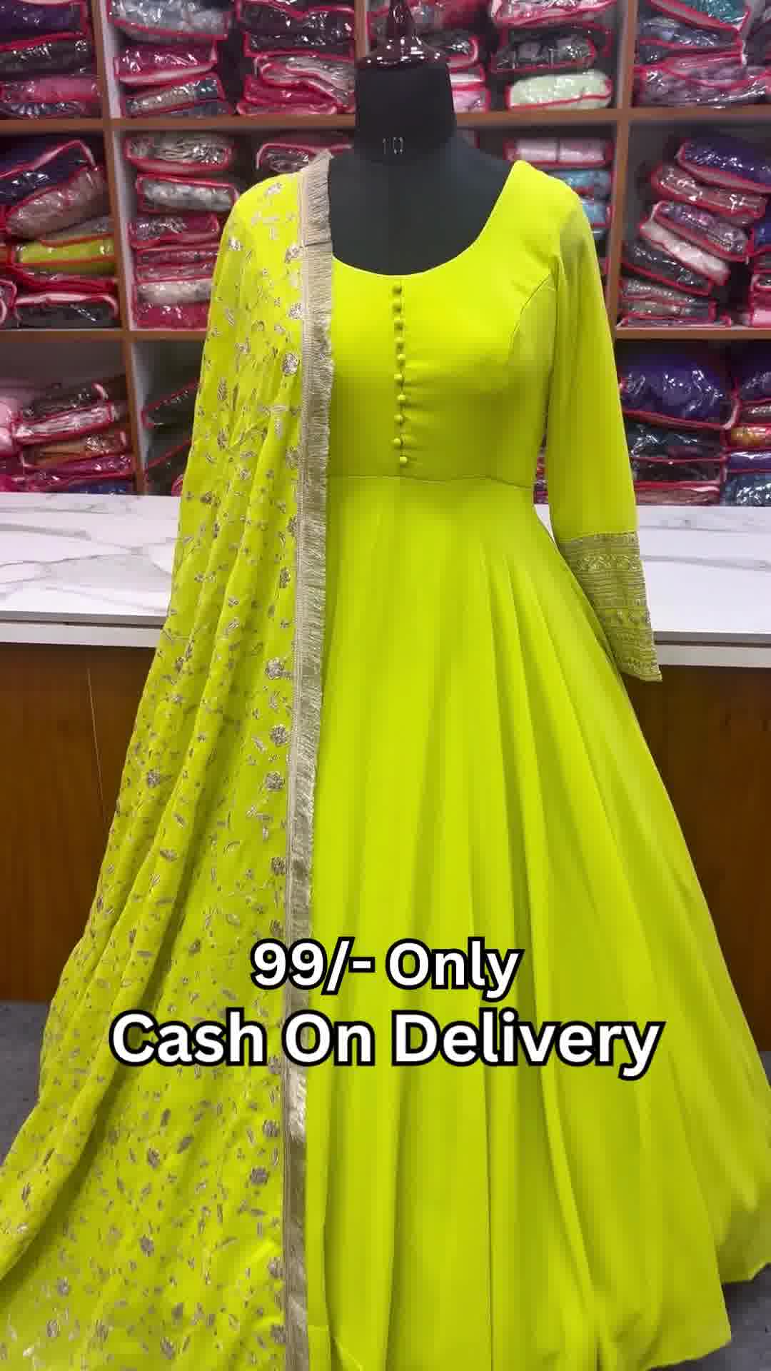 bright-colour-printed-anarkali-kurti-set Image