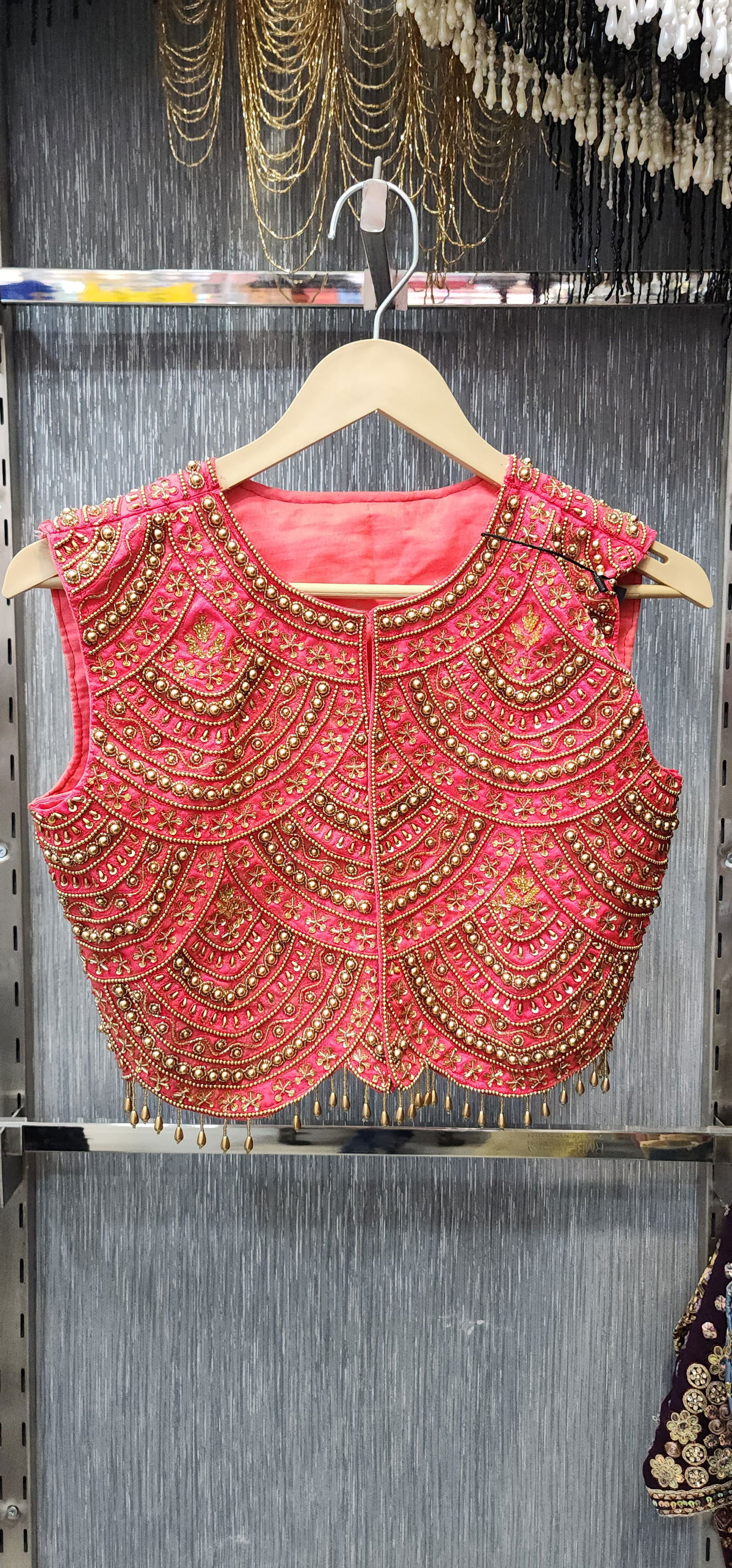 Elegant Red Designer Koti – Hand-Embroidered with Golden Pearl & Sequin Work | Stylish Ethnic Wear | Size 32 Expandable to 36 Image