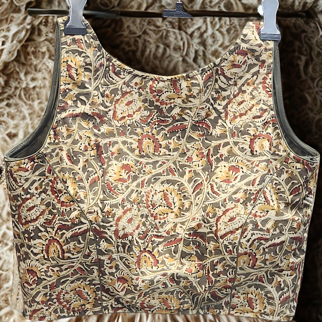 Breezy Elegance: Printed Cotton Readymade Blouse with Soft Lining (Size 36–40) Image