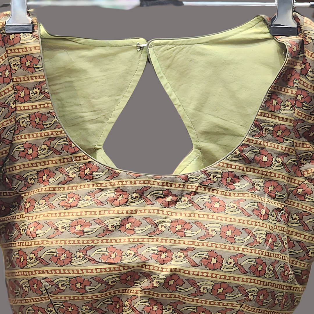 Elegant Cotton Printed Readymade Blouse with Quarter Sleeves – Size 36 to 40 Adjustable Fit Image