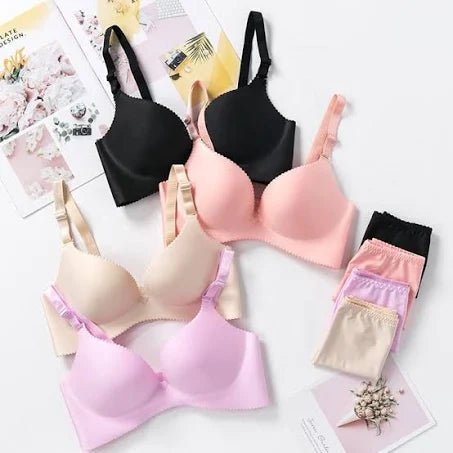 4 Pcs Combo hot Latest Sexy Women Nylon Spandex Bra And Panty Sets Luxury Bra & Brief Setsconjuntoa ropa interior Image