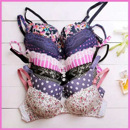 7 Pcs Regular Wear Cotton Essential Floral Padded Wire Free Bra SALE Image