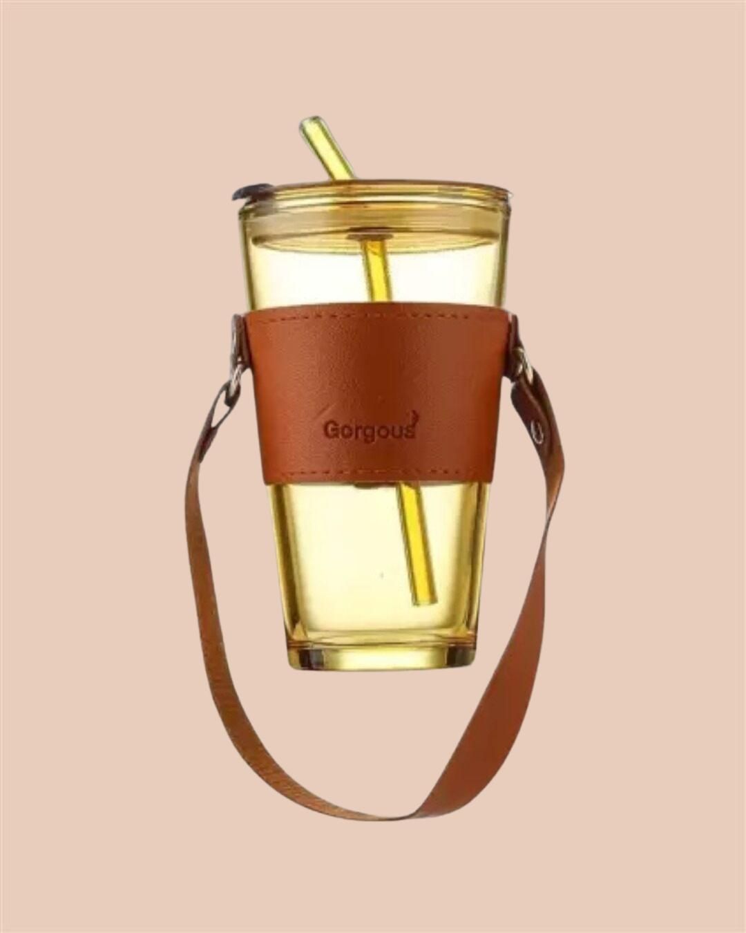 Glass Tumbler with Glass Straw and Lid Image 