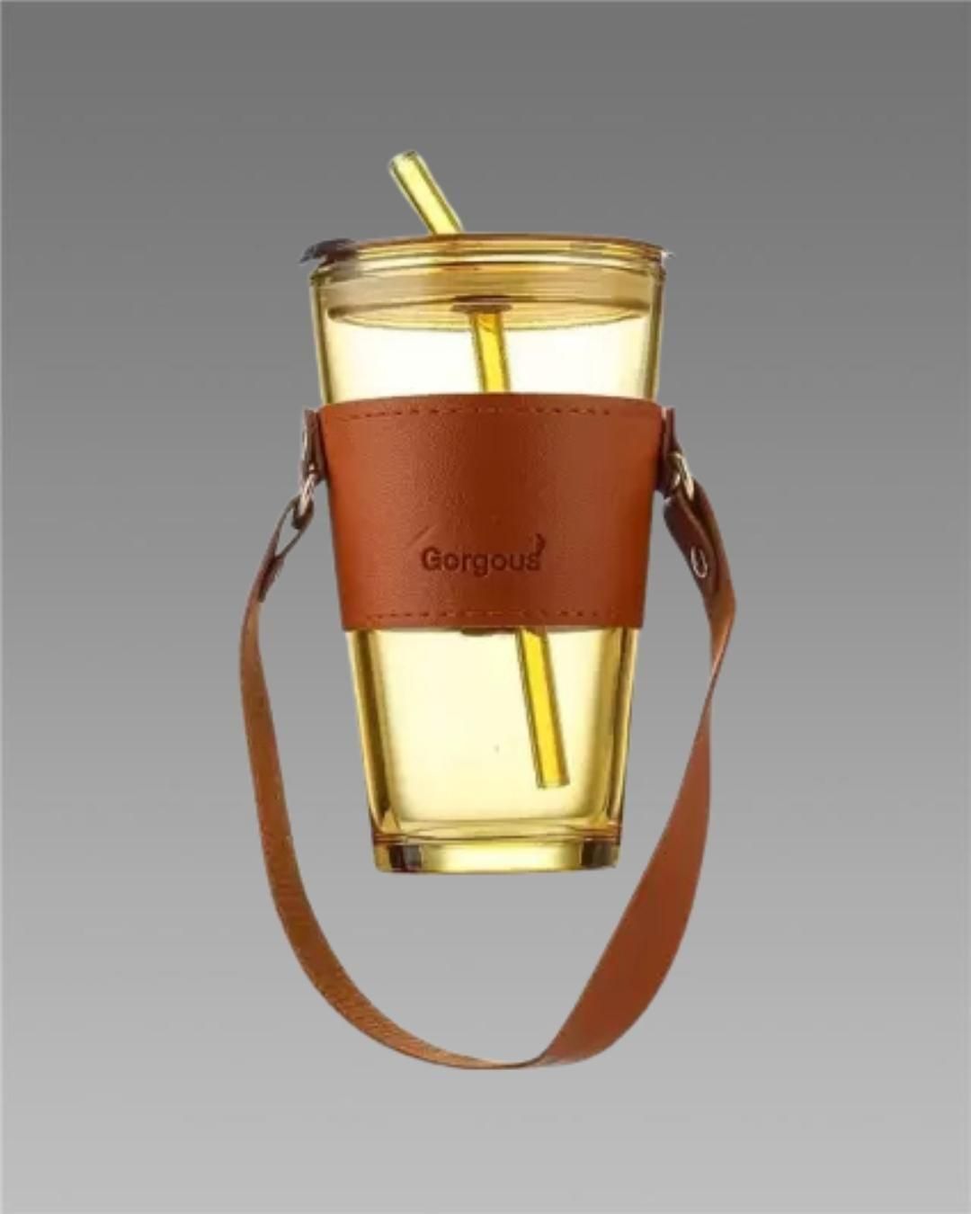 Glass Tumbler with Glass Straw and Lid Image 