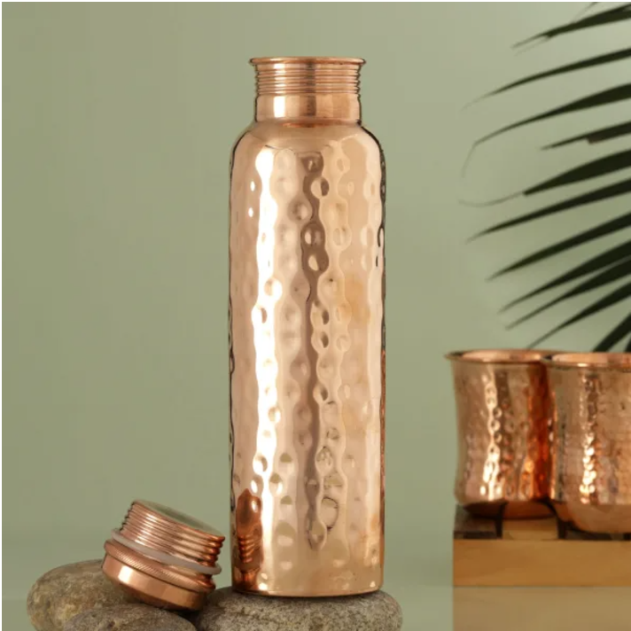 Hammered Copper Water Bottle Image 