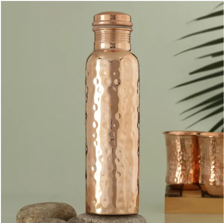 Hammered Copper Water Bottle Image 