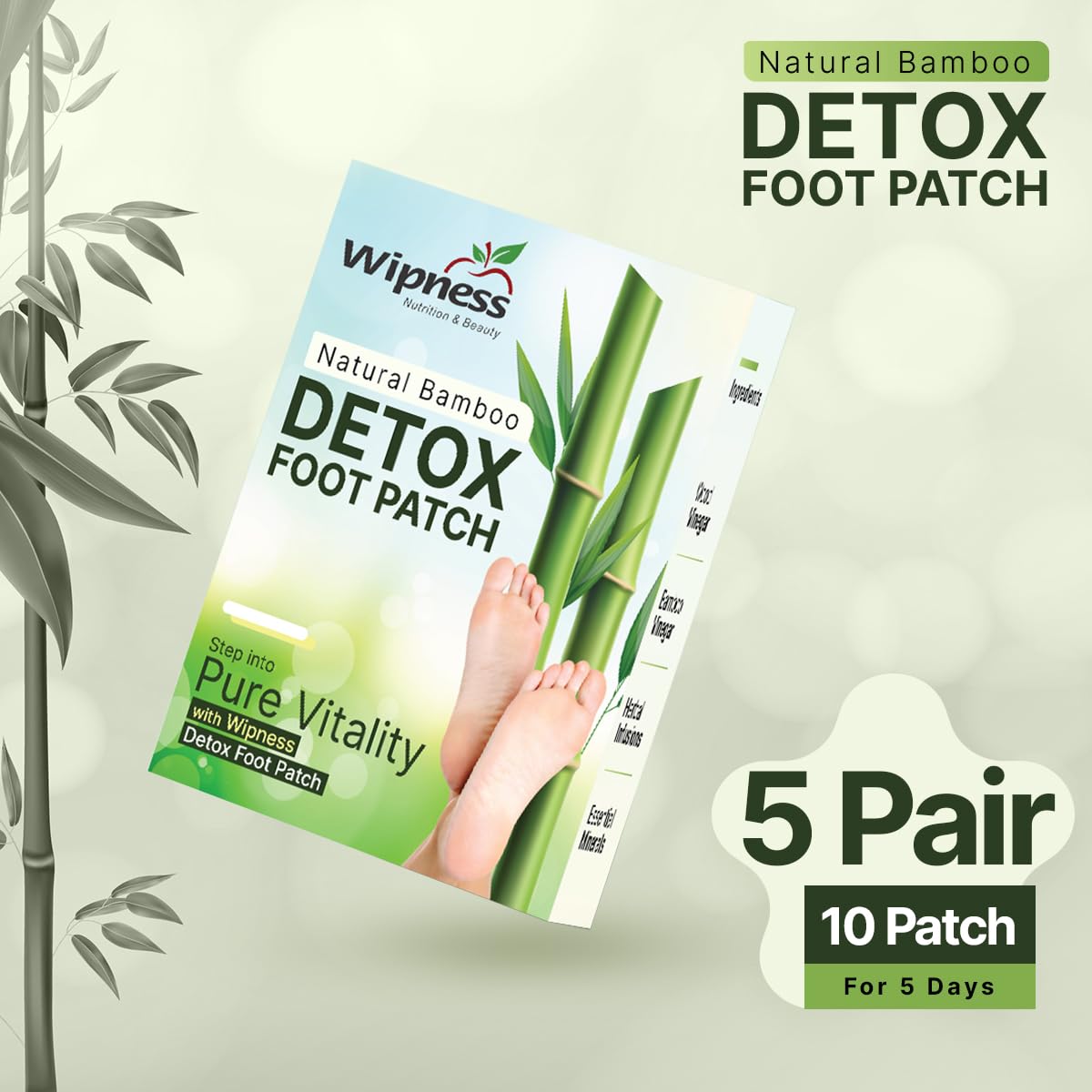 100% Natural Detox Foot Patches Cleansing Toxin Remover Foot Pads Stress Relief Sleep Patch for Men & Women - 10 Patches  Image 