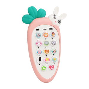Radish Style Cute Rabbit Face Pretend Play Cell Phone Toy for Kids, Toddlers with Music, Ringtones, Lights - Birthday Party Favors and Gifts