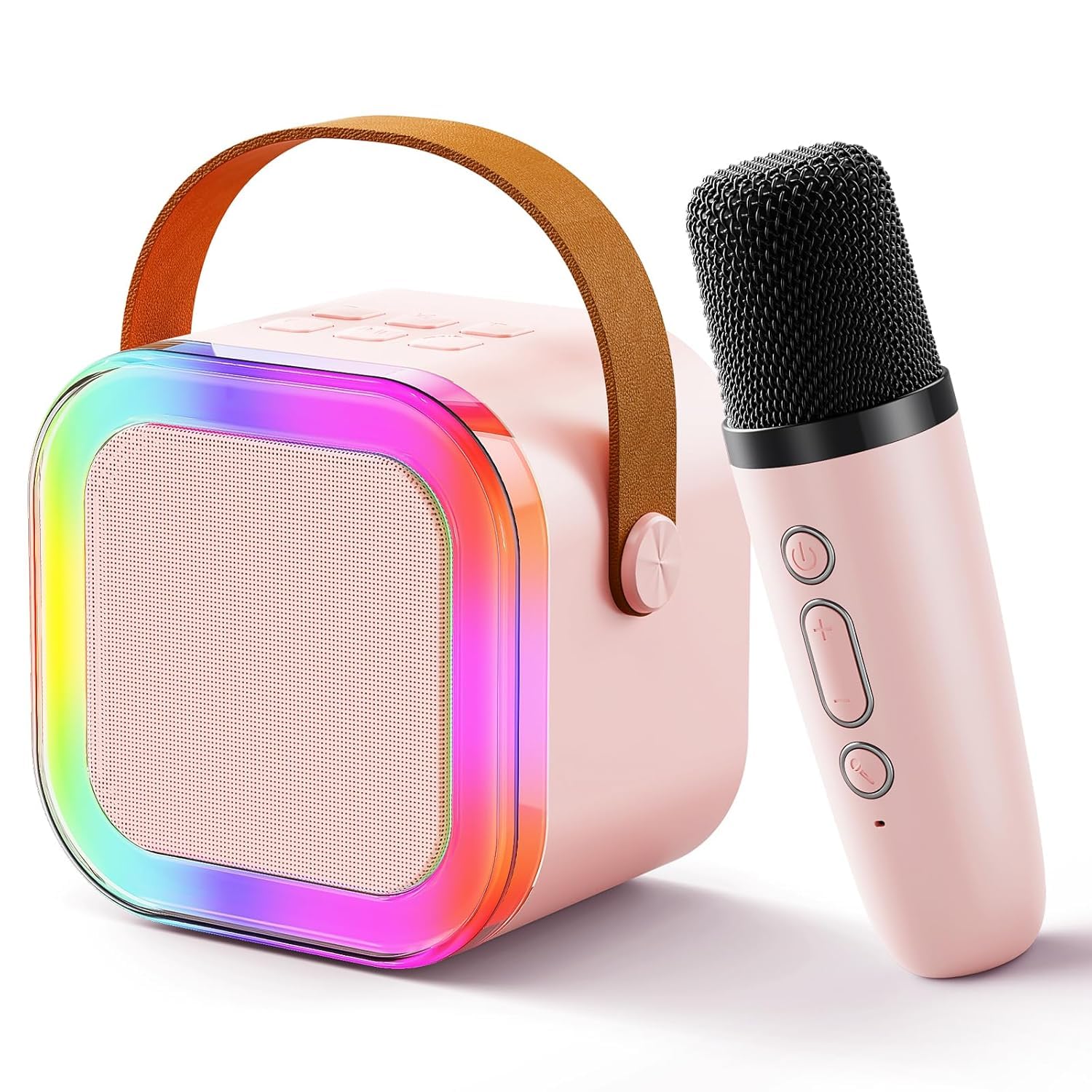 Rechargeable Wireless Mini Portable Bluetooth Karaoke Machine | Bluetooth Speaker with Microphone & LED Lights - Kids Music Singing Toys for Girl Boy Birthday Gift Ideas Image